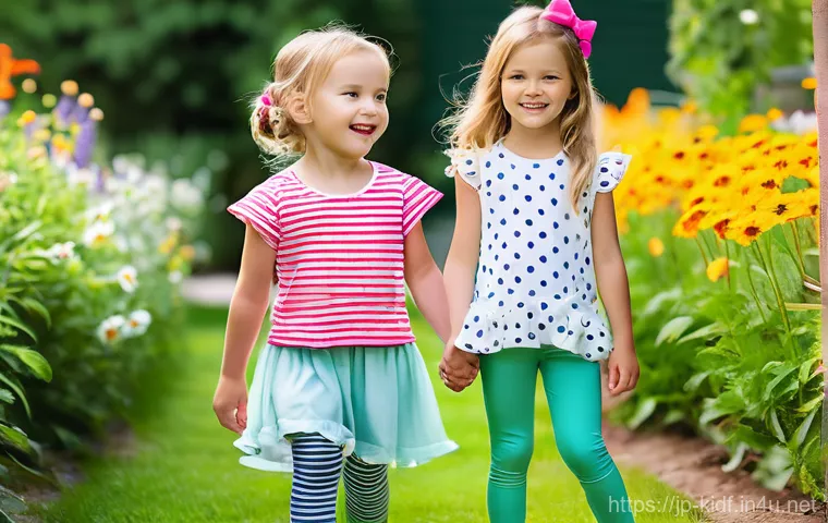 아이들의 여름 레깅스 - **Prompt 2: Protected Outdoor Adventure**
    A curious toddler, approximately 3-4 years old, explor...
