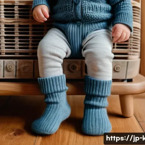 아동용 털 양말 추천 - A cozy scene featuring a toddler wearing soft merino wool socks with ribbed cuffs, sitting on a wood...
